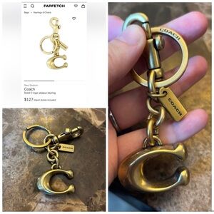 New Coach Brass Keychain with C Charm